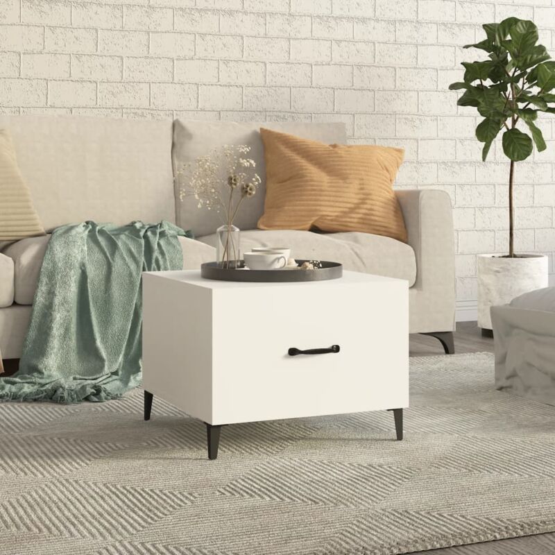 foto del prodotto vidaxl tavolino da salotto con gambe in metallo bianco 50x50x40 cm