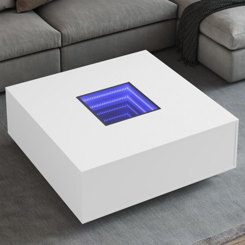 foto del prodotto vidaxl tavolino da salotto con led infinity bianco 100x100x40 cm