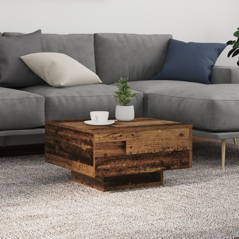 foto del prodotto vidaxl tavolino da salotto con luci led in legno vecchio 55x55x31 cm