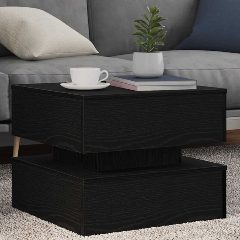 foto del prodotto vidaxl tavolino da salotto con luci led rovere nero 50x50x40 cm