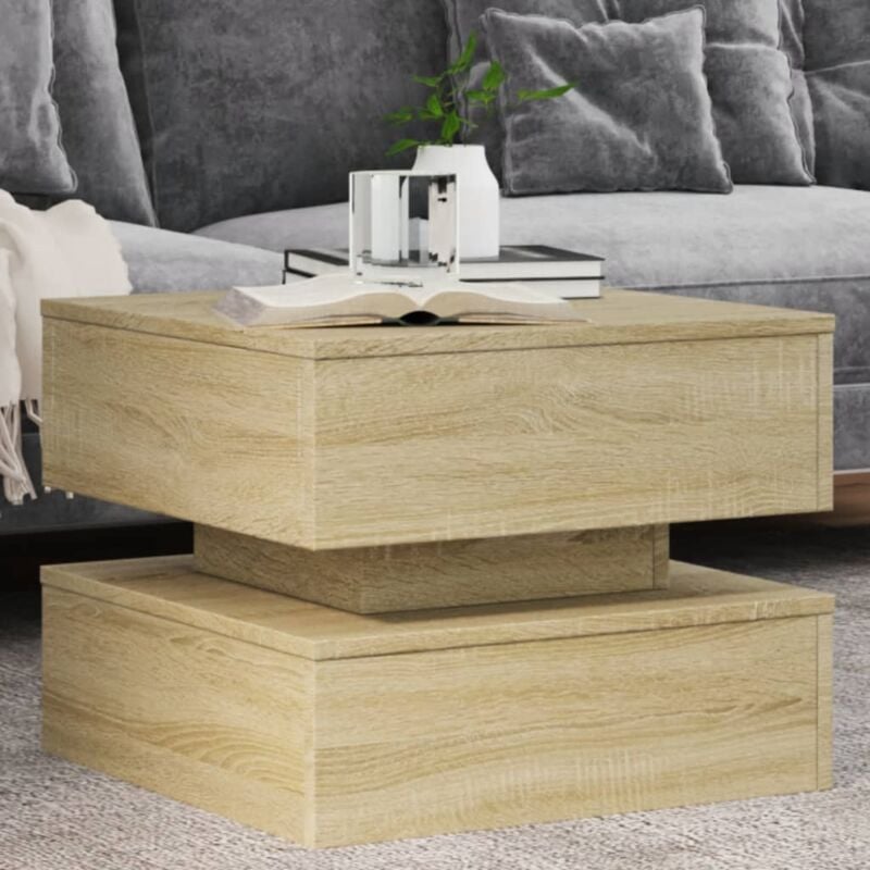 foto del prodotto vidaxl tavolino da salotto gambe in metallo rovere sonoma 50x50x40 cm