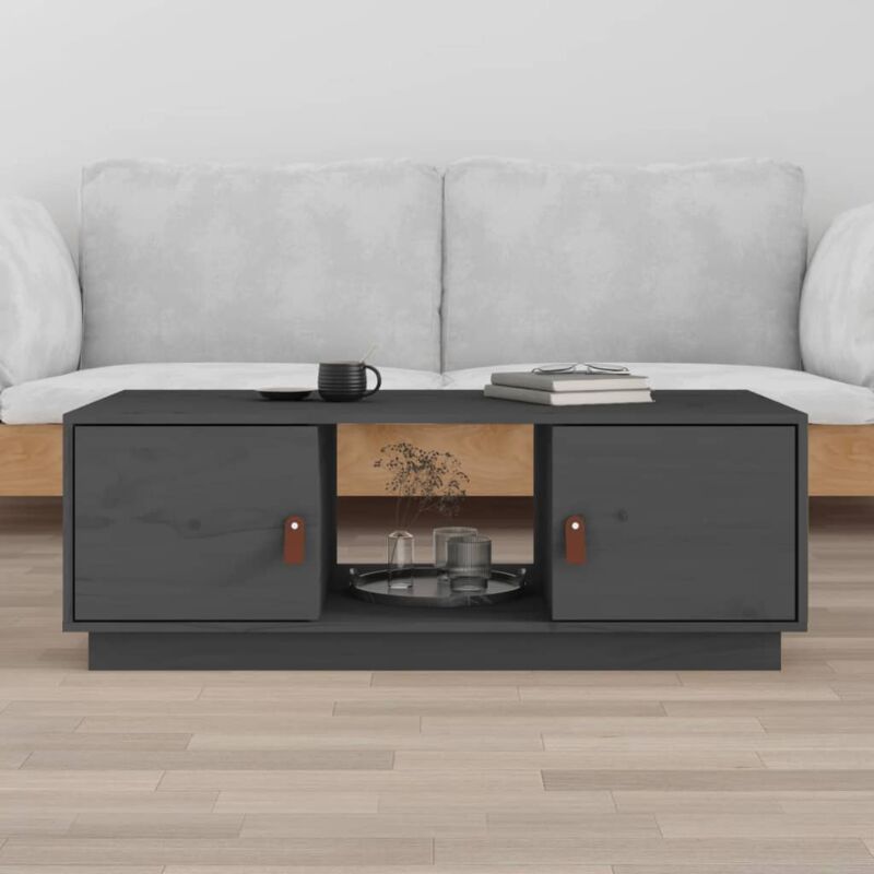 foto del prodotto vidaxl tavolino da salotto grigio 100x50x35 cm legno massello di pino
