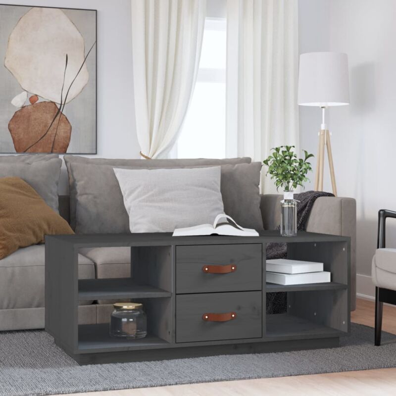 foto del prodotto vidaxl tavolino da salotto grigio 100x50x41 cm legno massello di pino