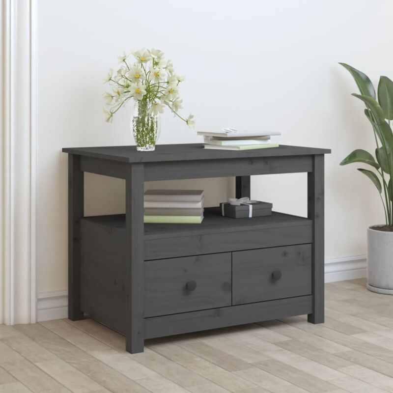 foto del prodotto vidaxl tavolino da salotto grigio 71x49x55cm in legno massello di pino