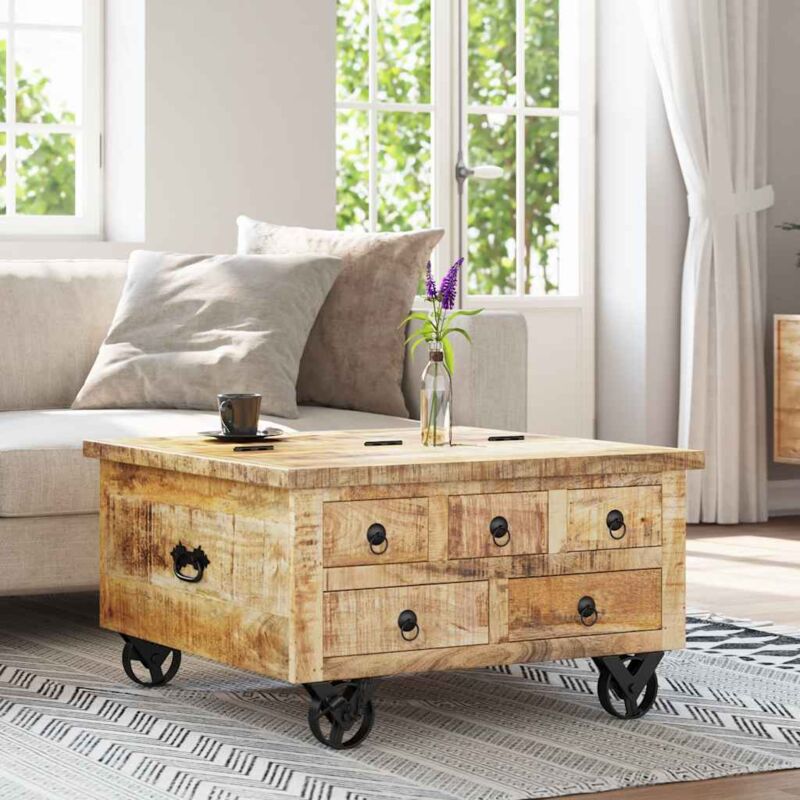 foto del prodotto vidaxl tavolino da salotto in legno di mango grezzo 70x70x40 cm