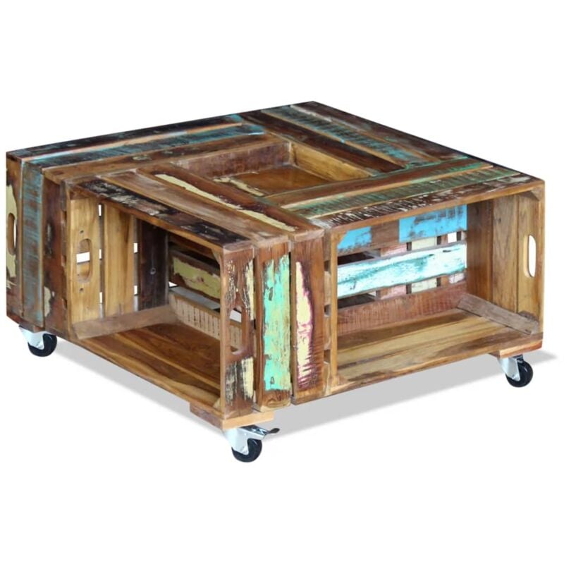 foto del prodotto vidaxl tavolino da salotto in legno massello anticato 70x70x35 cm