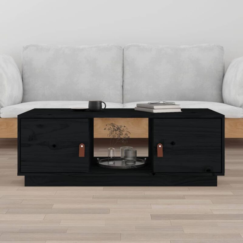 foto del prodotto vidaxl tavolino da salotto nero 100x50x35 cm legno massello di pino