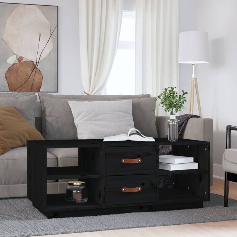 foto del prodotto vidaxl tavolino da salotto nero 100x50x41 cm in legno massello di pino