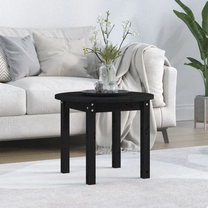 foto del prodotto vidaxl tavolino da salotto nero 55x45 cm in legno massello di pino