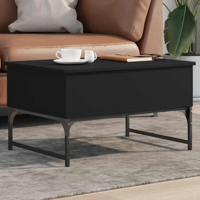 foto del prodotto vidaxl tavolino da salotto nero 70x50x40 cm legno multistrato metallo