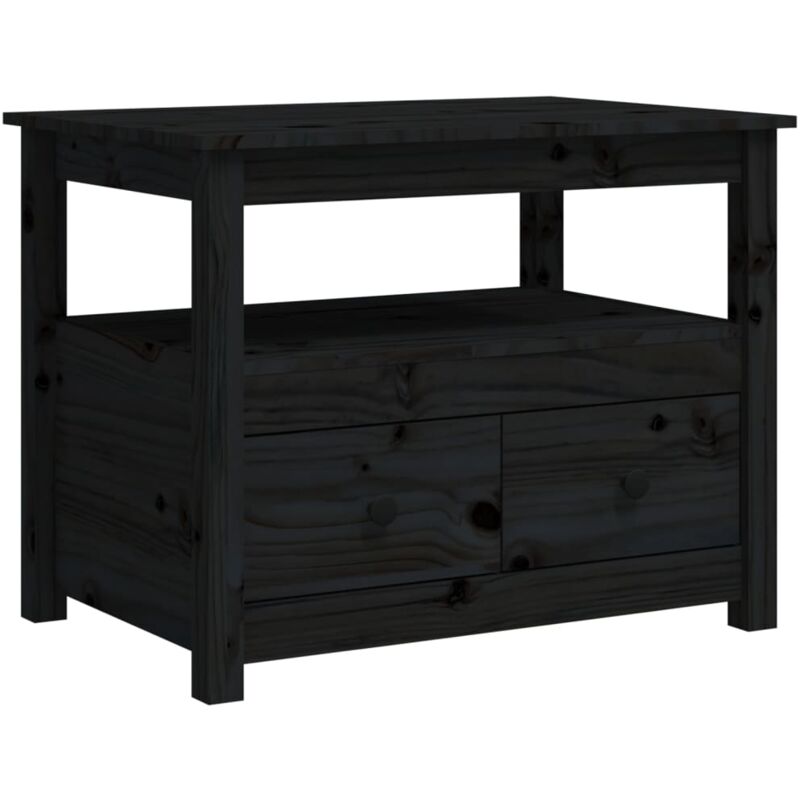 foto del prodotto vidaxl tavolino da salotto nero 71x49x55cm in legno massello di pino
