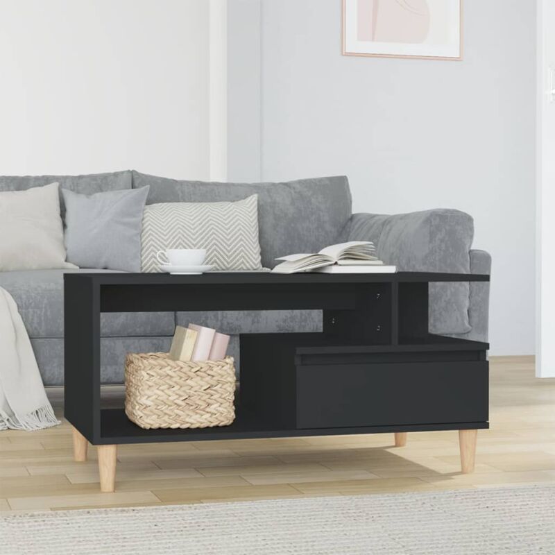 foto del prodotto vidaxl tavolino da salotto nero 90x49x45 cm in legno multistrato