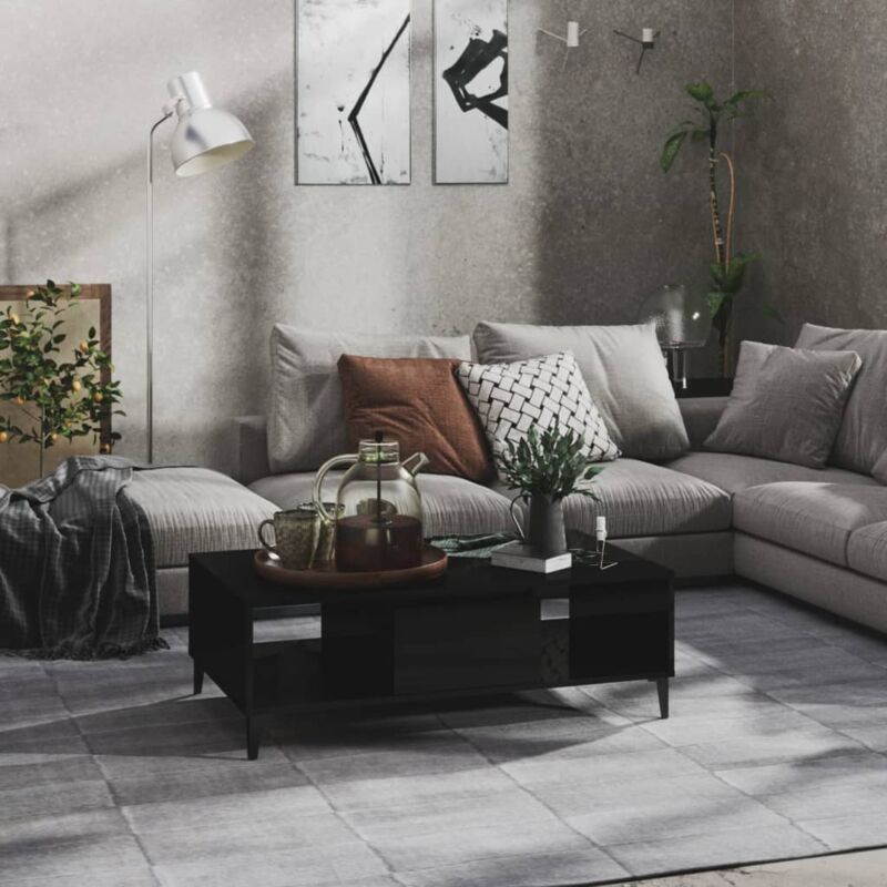 foto del prodotto vidaxl tavolino da salotto nero lucido 103,5x60x35cm legno multistrato