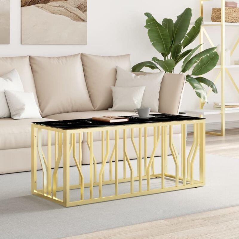 foto del prodotto vidaxl tavolino da salotto oro110x45x45 cm in acciaio inox e vetro