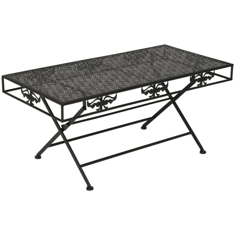 foto del prodotto vidaxl tavolino da salotto pieghevole vintage metallo 100x50x45cm nero