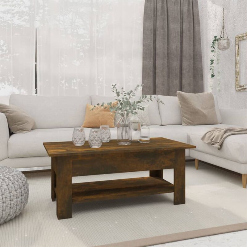 foto del prodotto vidaxl tavolino da salotto rovere fumo 102x55x42 cm in truciolato