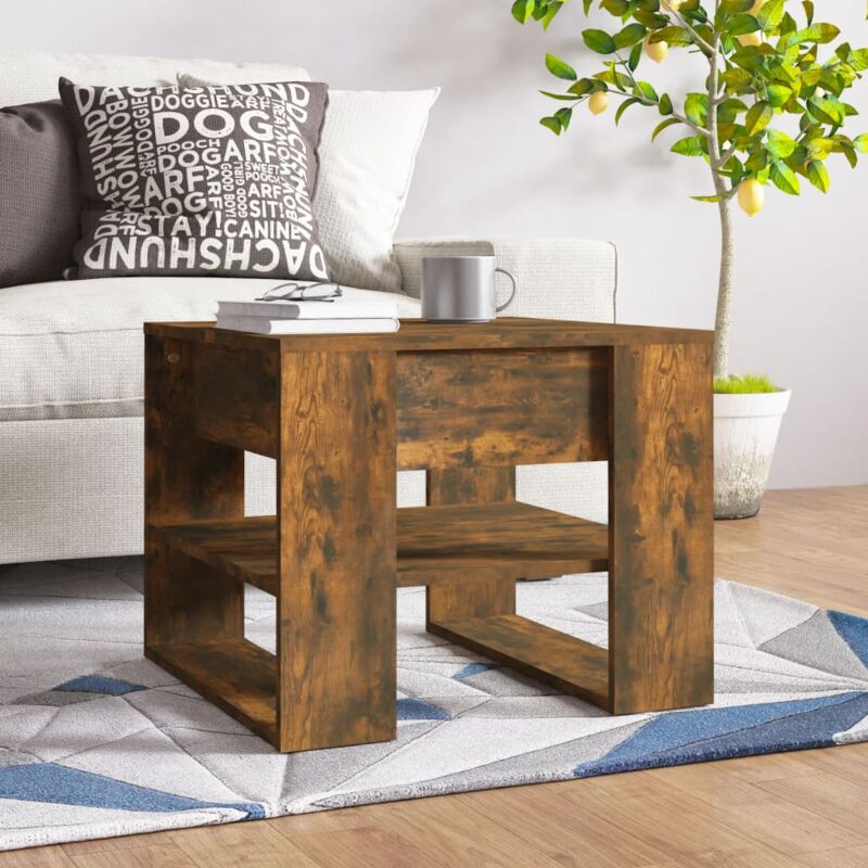 foto del prodotto vidaxl tavolino da salotto rovere fumo 55,5x55x45 cm legno multistrato
