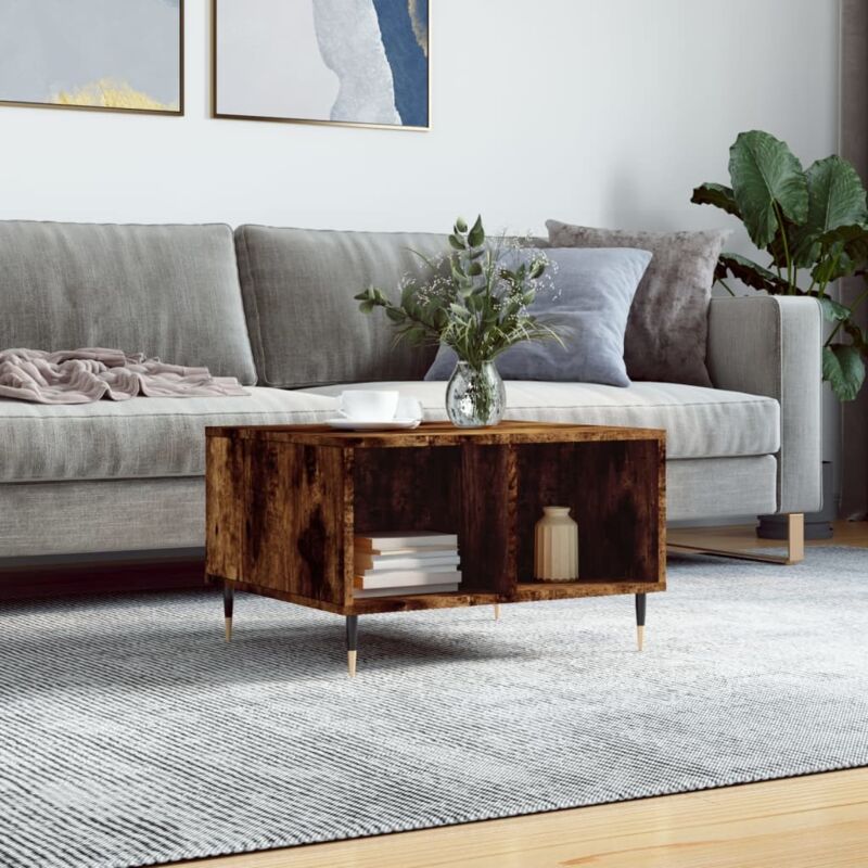 foto del prodotto vidaxl tavolino da salotto rovere fumo 60x50x36,5 cm legno multistrato