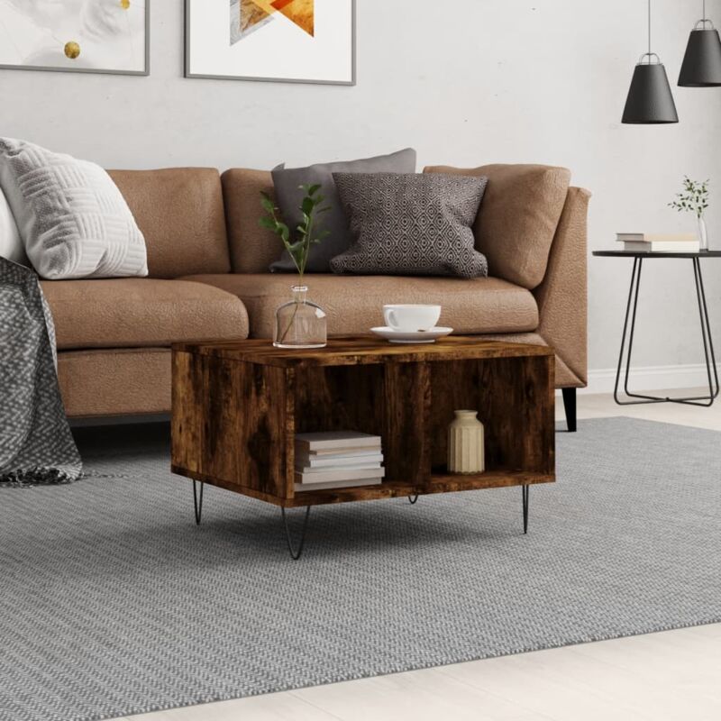 foto del prodotto vidaxl tavolino da salotto rovere fumo 60x50x36,5 cm legno multistrato