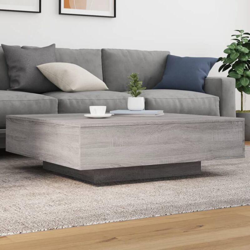 foto del prodotto vidaxl tavolino da soggiorno con luci led grigio sonoma 100x100x31 cm