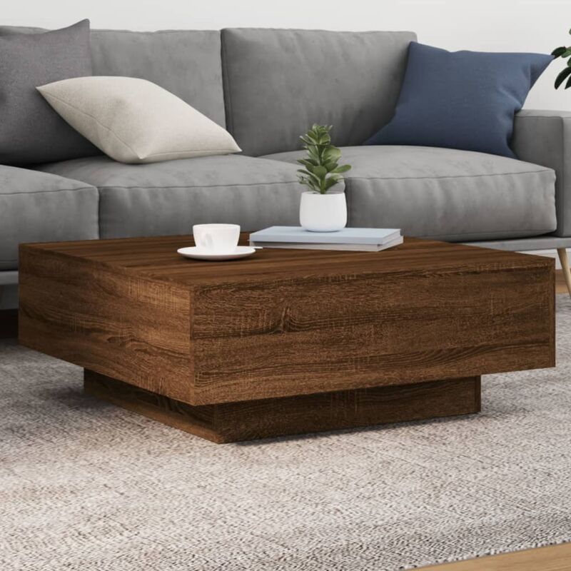 foto del prodotto vidaxl tavolino da soggiorno con luci led rovere marrone 80x80x31 cm