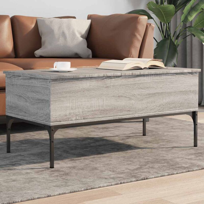 foto del prodotto vidaxl tavolino grigio sonoma 100x50x45 cm legno multistrato e metallo