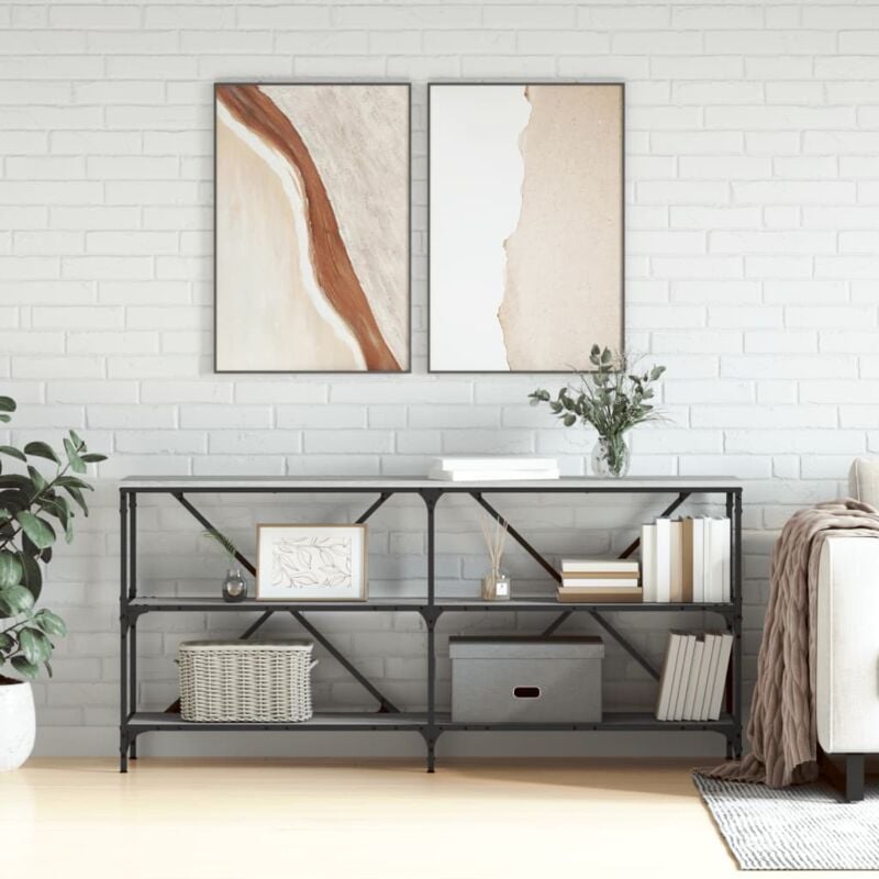 foto del prodotto vidaxl tavolino grigio sonoma 160x30x75cm in legno multistrato e ferro
