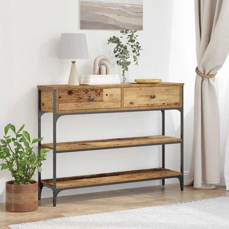 foto del prodotto vidaxl tavolino in legno vecchio 100x25x75 cm in legno ingenerizzato e acciaio