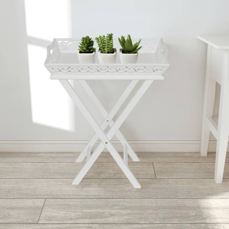 foto del prodotto vidaxl tavolino laterale con vassoio bianco