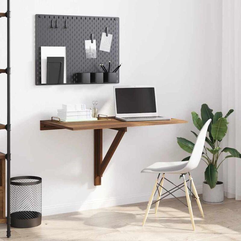 foto del prodotto vidaxl tavolino muro pieghevole rovere marrone 100x60x56cm multistrato