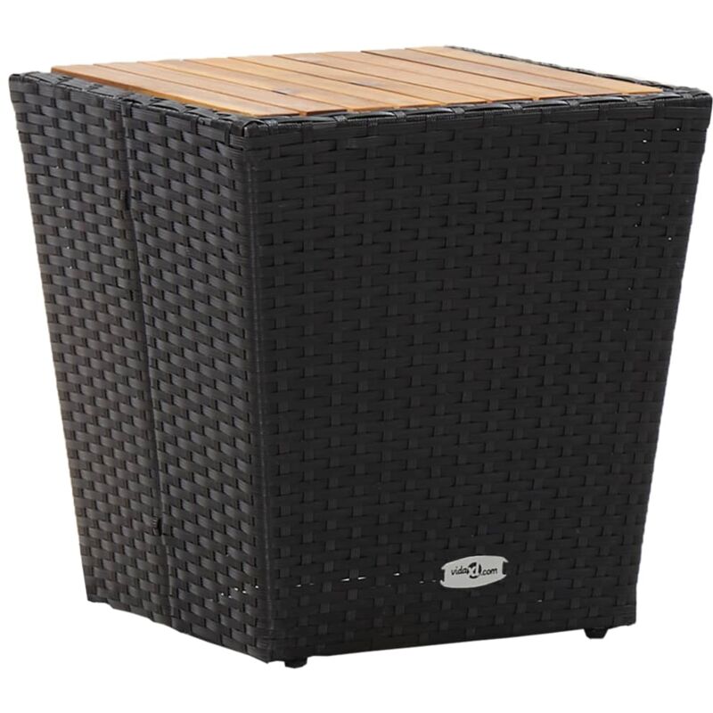 foto del prodotto vidaxl tavolino nero 41,5x41,5x43 cm in polyrattan e legno di acacia