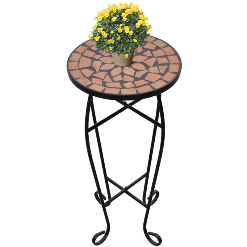 foto del prodotto vidaxl tavolino piante modello con mosaico stile antico tavolino giardino vari colori colore terracotta e nero