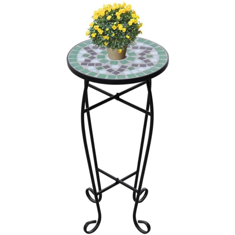 foto del prodotto vidaxl tavolino piante modello con mosaico stile antico tavolino giardino vari colori colore verde e bianco