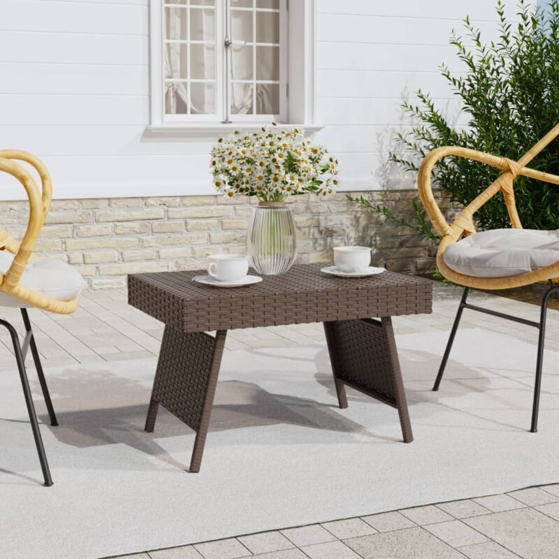 foto del prodotto vidaxl tavolino pieghevole marrone 60x40x38 cm in polyrattan