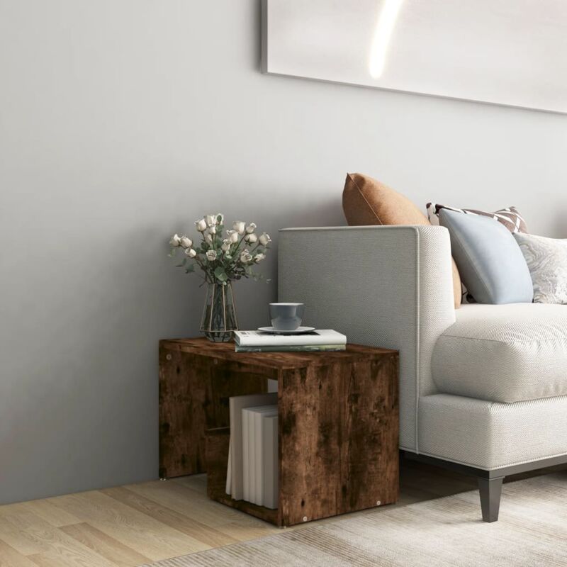 foto del prodotto vidaxl tavolino rovere fumo 59x36x38 cm in legno multistrato