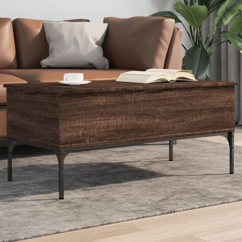 foto del prodotto vidaxl tavolino rovere marrone 100x50x45cm legno multistrato e metallo