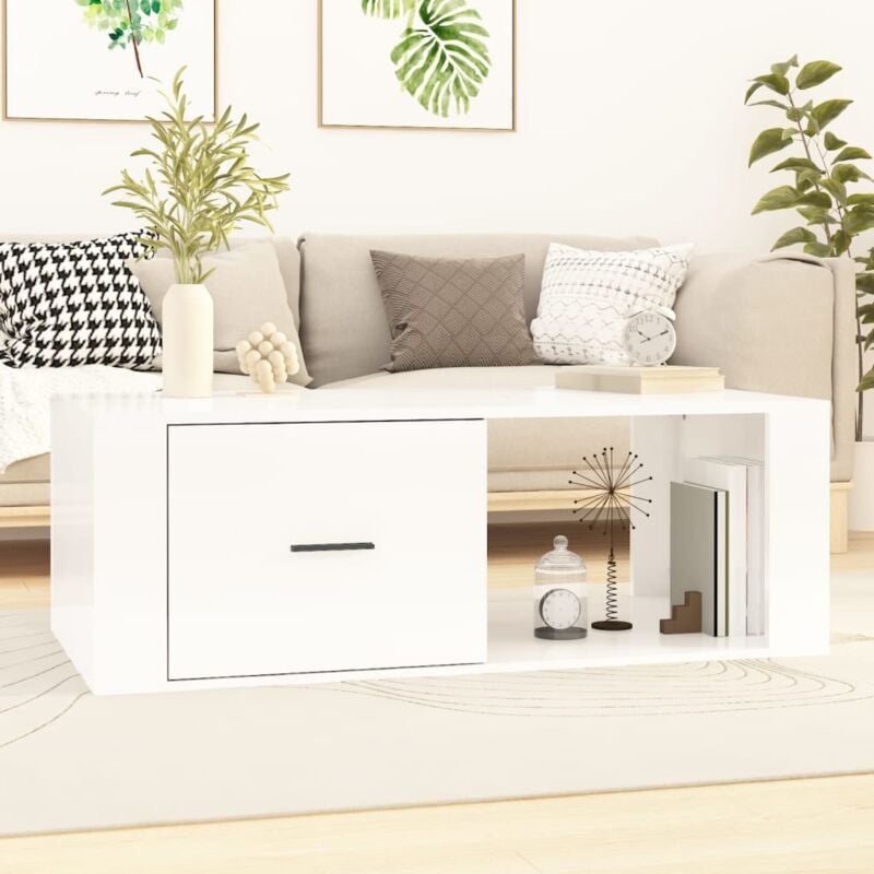 foto del prodotto vidaxl tavolino salotto bianco lucido 100x50,5x35 cm legno multistrato