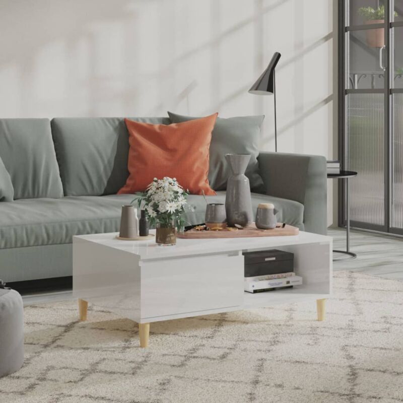 foto del prodotto vidaxl tavolino salotto bianco lucido 90x60x35 cm in legno multistrato