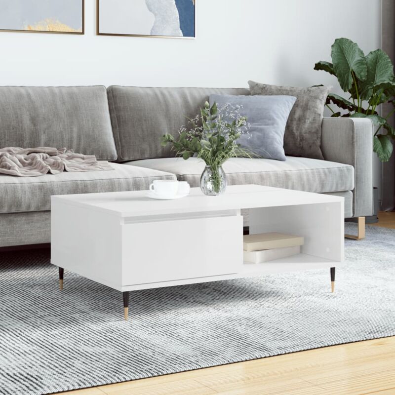 foto del prodotto vidaxl tavolino salotto bianco lucido 90x60x35 cm in legno multistrato