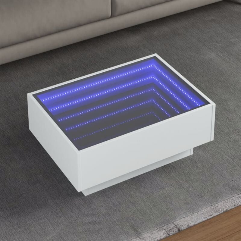 foto del prodotto vidaxl tavolino salotto con led bianco 70x50x30 cm legno multistrato