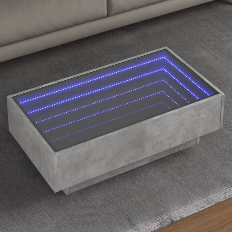 foto del prodotto vidaxl - tavolino salotto con led grigio cemento 90x50x30 cm multistrato