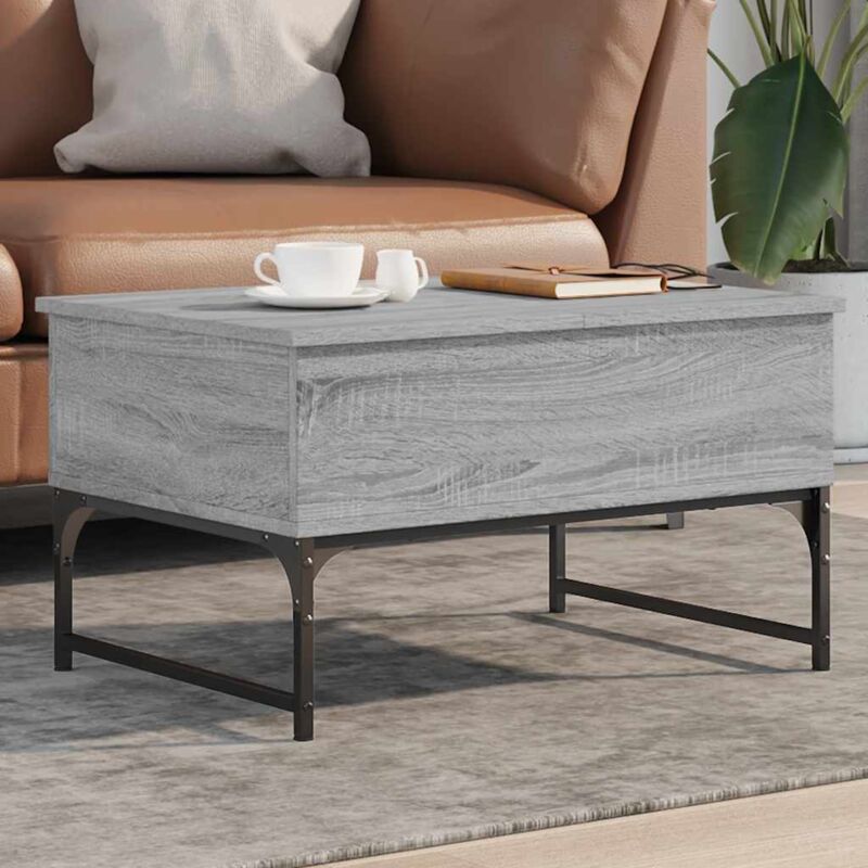 foto del prodotto vidaxl tavolino salotto grigio sonoma 70x50x40 cm multistrato metallo