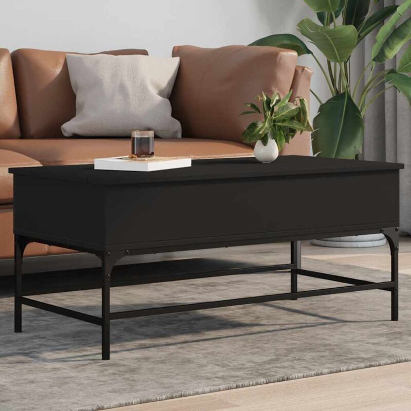 foto del prodotto vidaxl tavolino salotto nero 100x50x45 cm legno multistrato e metallo