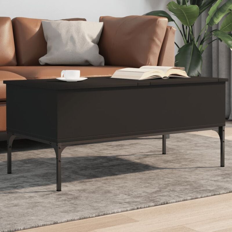 foto del prodotto vidaxl tavolino salotto nero 100x50x45 cm legno multistrato e metallo