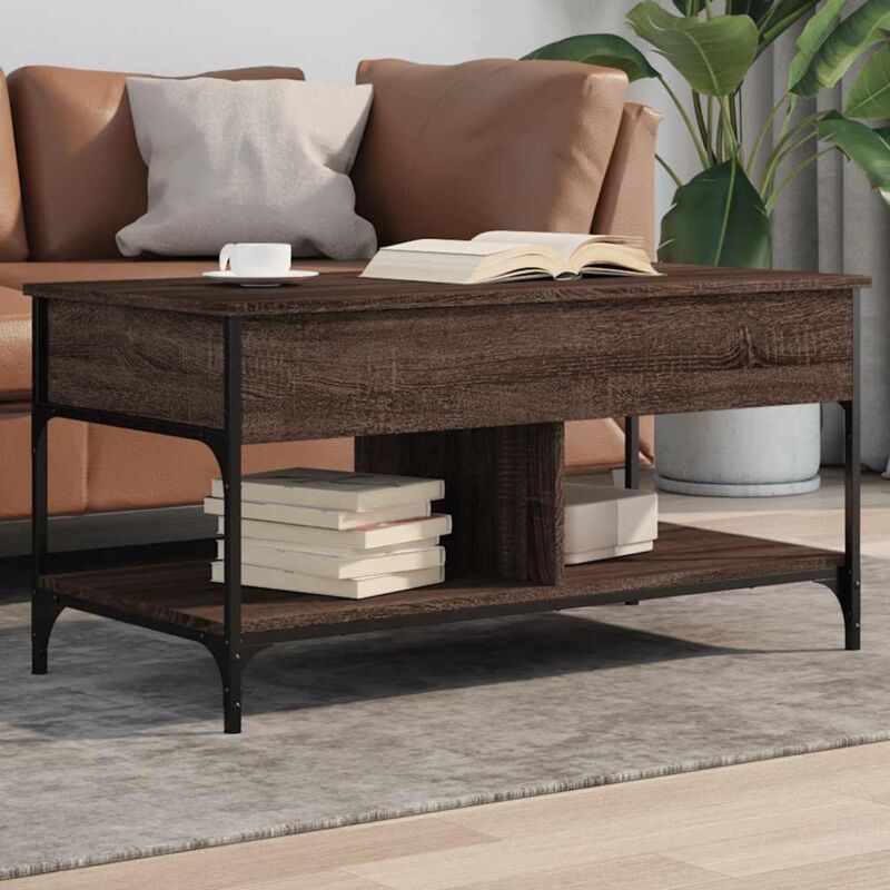 foto del prodotto vidaxl tavolino salotto rovere marrone 100x50x50cm multistrato metallo