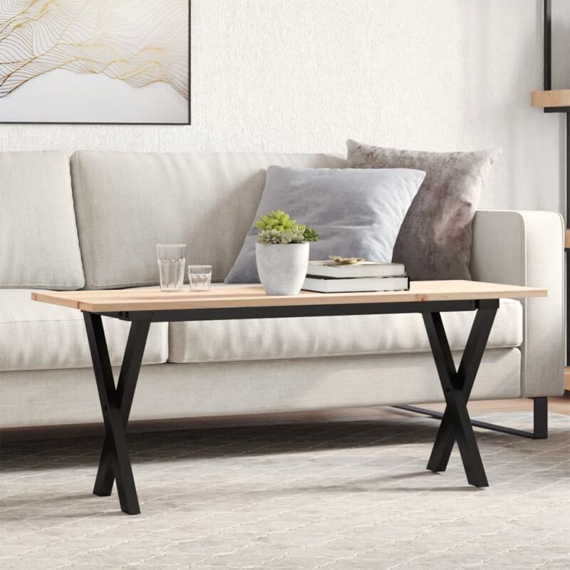 foto del prodotto vidaxl tavolino salotto telaio a x 110x40x45 cm legno pino e acciaio