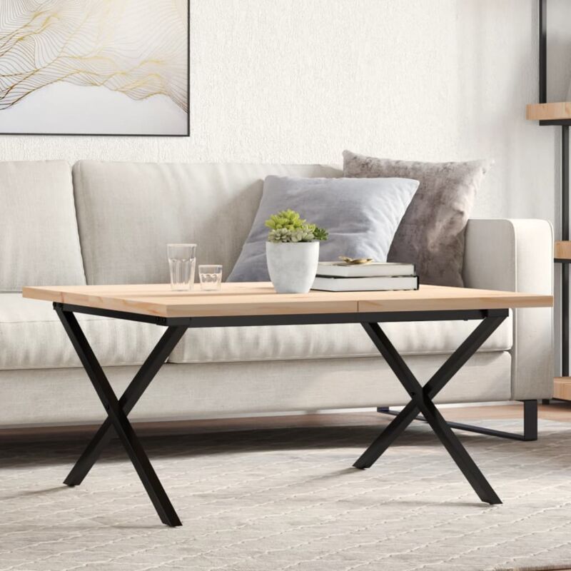 foto del prodotto vidaxl - tavolino salotto telaio a x 90x90x45,5 cm legno pino e acciaio