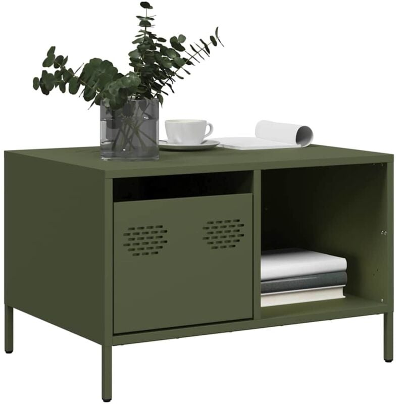 foto del prodotto vidaxl tavolino verde oliva 68,5x50x43,5 cm acciaio laminato a freddo
