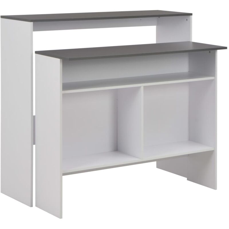 foto del prodotto vidaxl tavolo bar con 2 piani d appoggio bianco e grigio 130x40x120cm