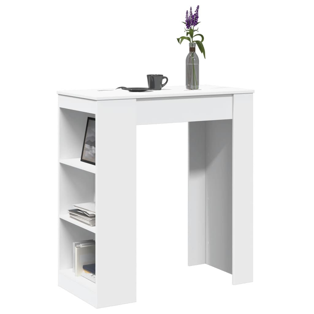 foto del prodotto vidaxl tavolo bar con rastrelliera bianco 95x47x103,5 cm multistrato